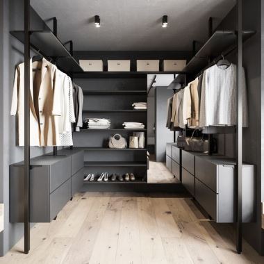 Гардеробные системы из дерева и металла