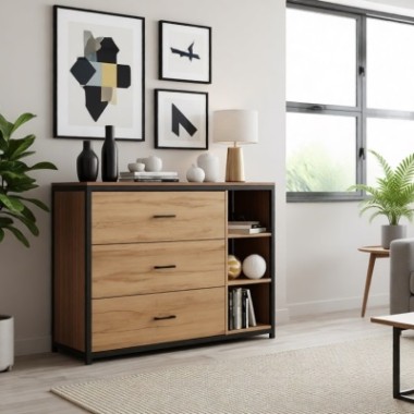 Комоды из дерева и металла, в стиле лофт